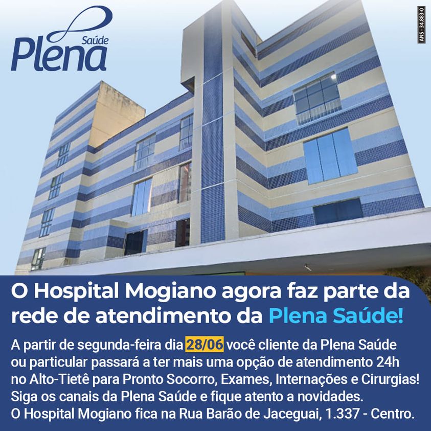 O Hospital Mogiano agora faz parte de rede de atendimento da Plena Saúde.